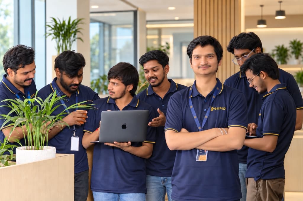 Gupio team collaborating in a modern workplace