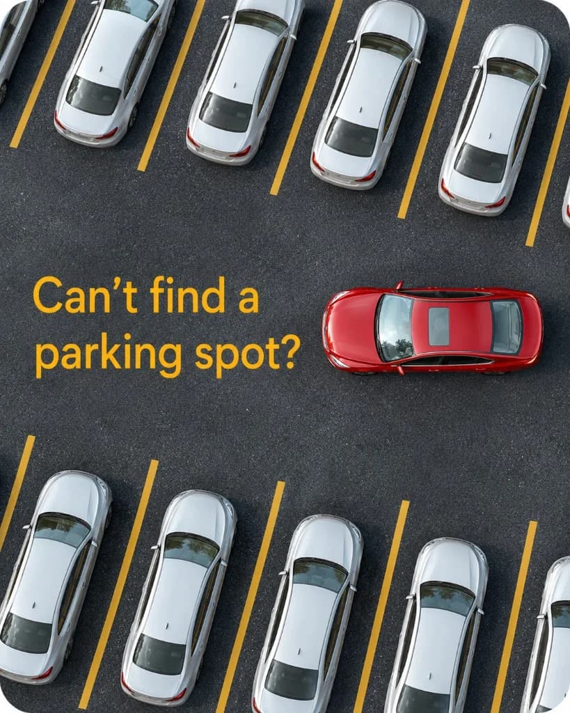Aerial parking lot — can't find a parking spot?